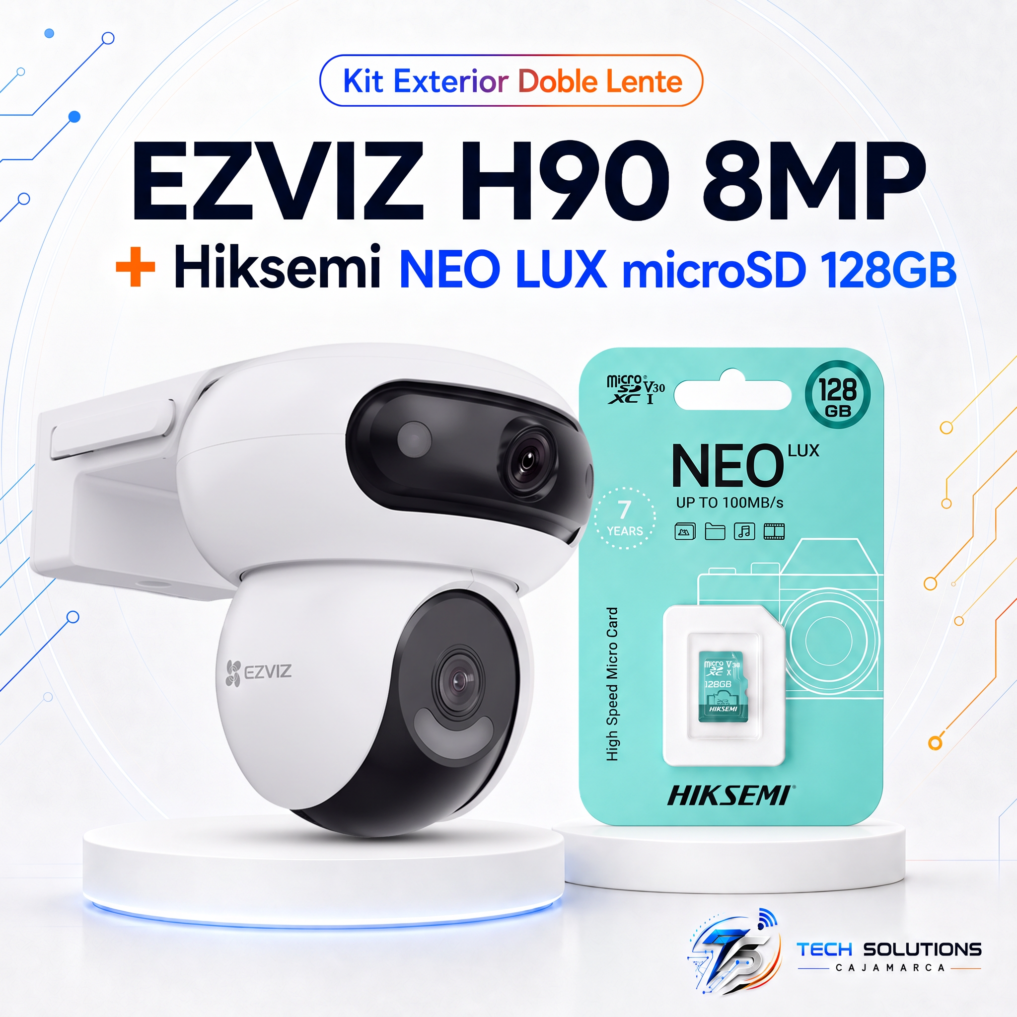 Kit Exterior Doble Lente EZVIZ H90 8MP + 128GB