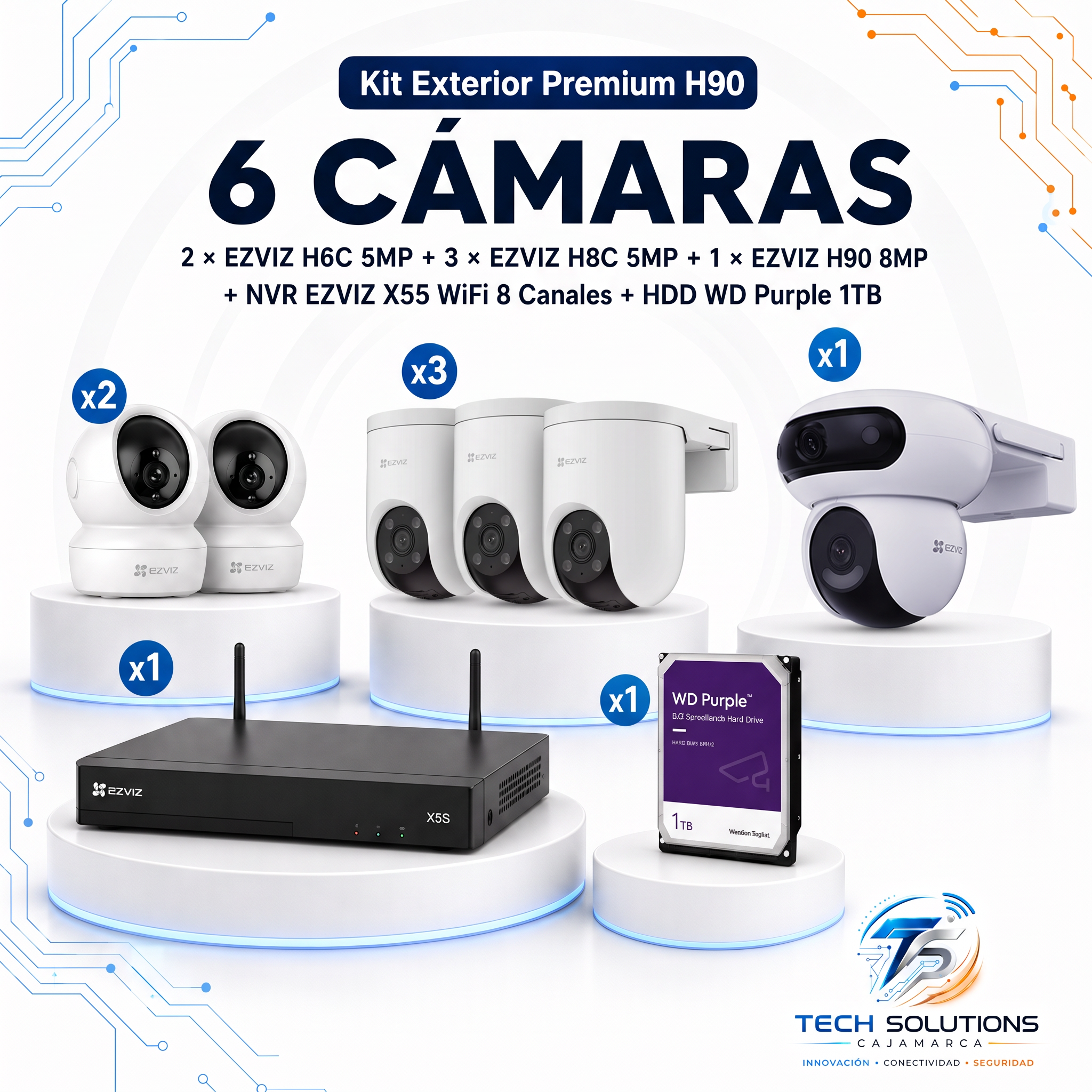Kit Exterior Premium H90 de 6 Cámaras