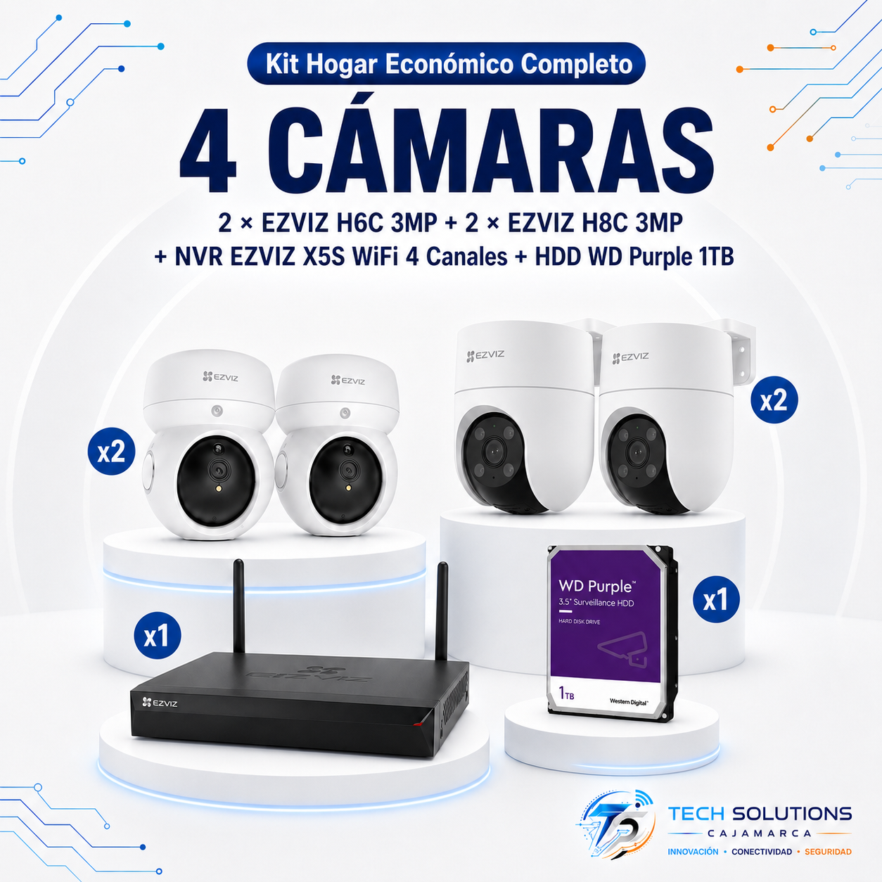 Kit Hogar Económico Completo de 4 Cámaras