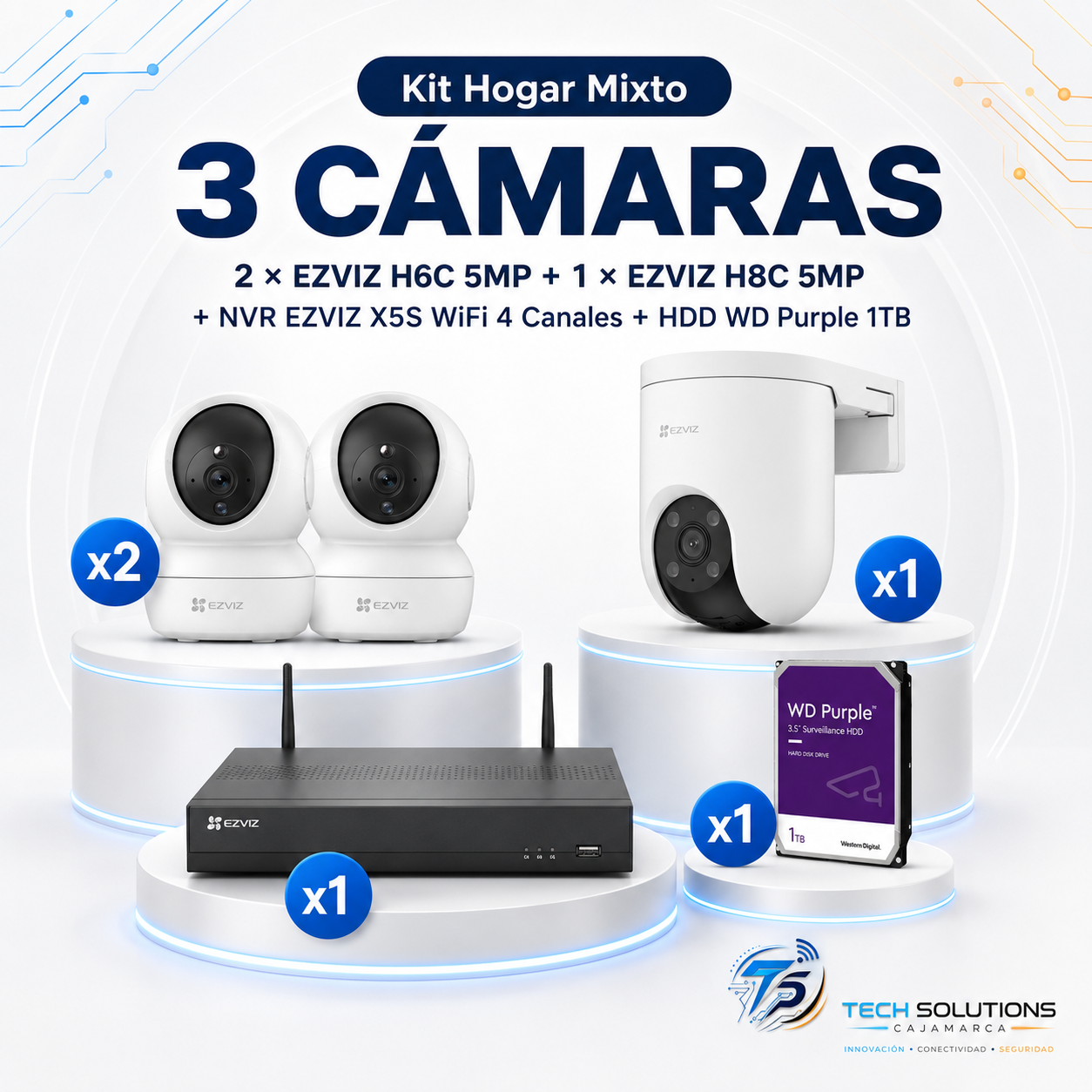 Kit Hogar Mixto de 3 Cámaras