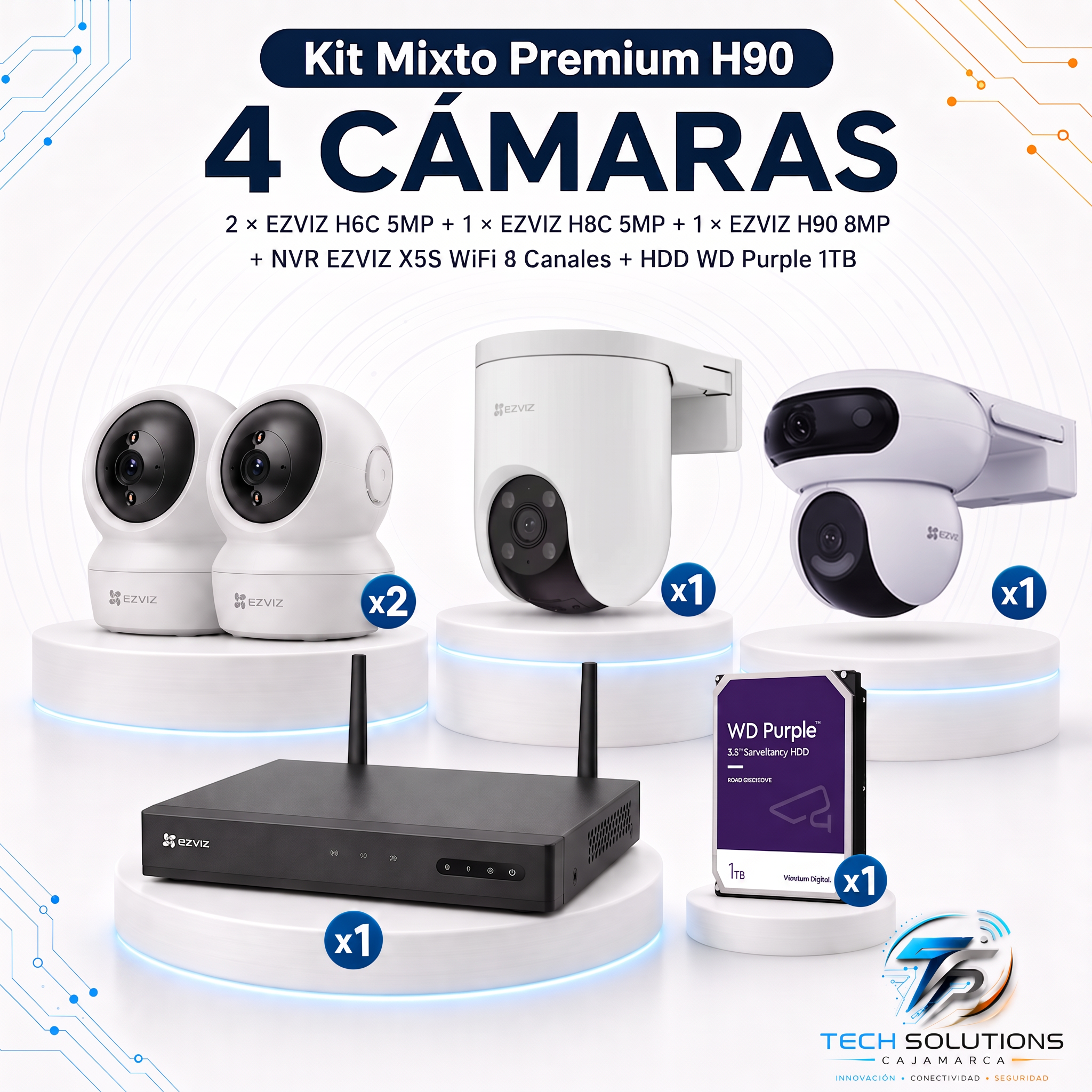 Kit Mixto Premium H90 de 4 Cámaras