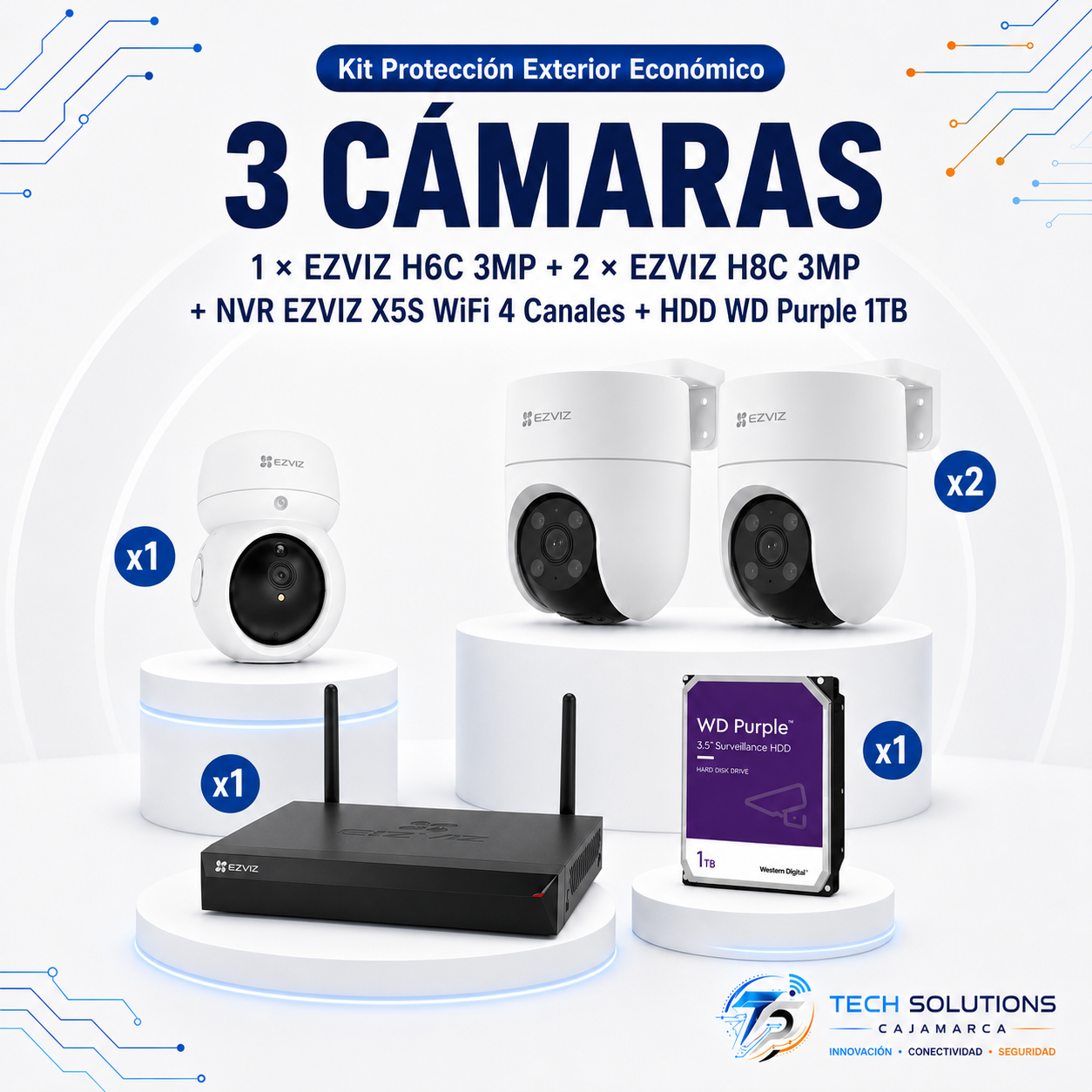 Kit Protección Económico de 3 Cámaras