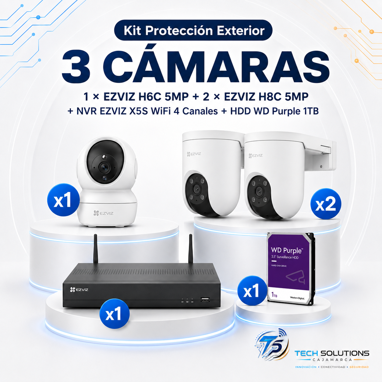 Kit Protección Exterior de 3 Cámaras